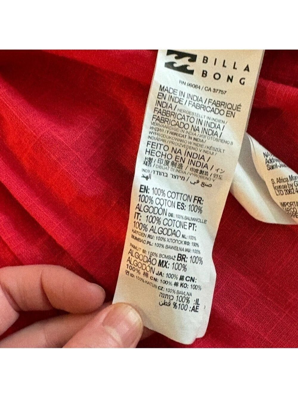 Billabong Dance Away Red Cotton Maxi Dress V-neckline - Picture 8 of 11